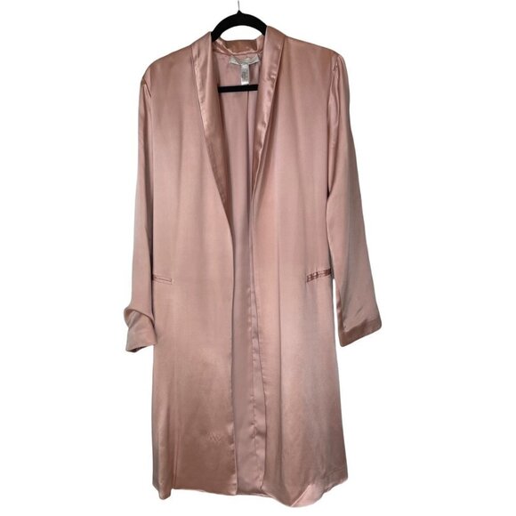 Fleur Du Mal Pink Rosewater Silk Smoking Robe with Sash Waist Belt Size M - Picture 10 of 12